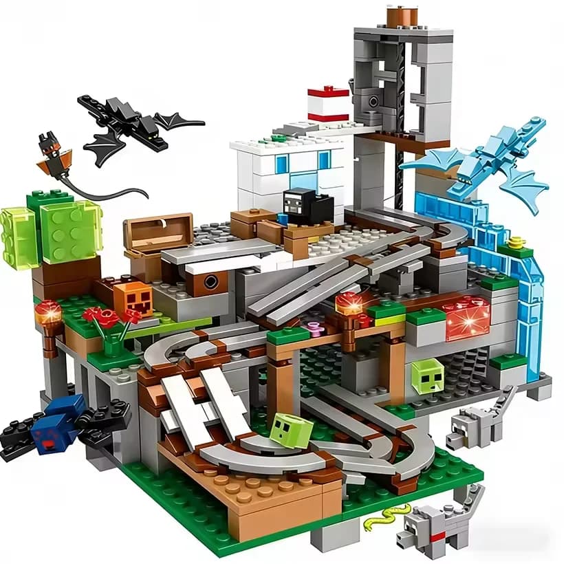 Ensemble de blocs de construction compatibles World Block World avec grotte à pièges et figurines, j