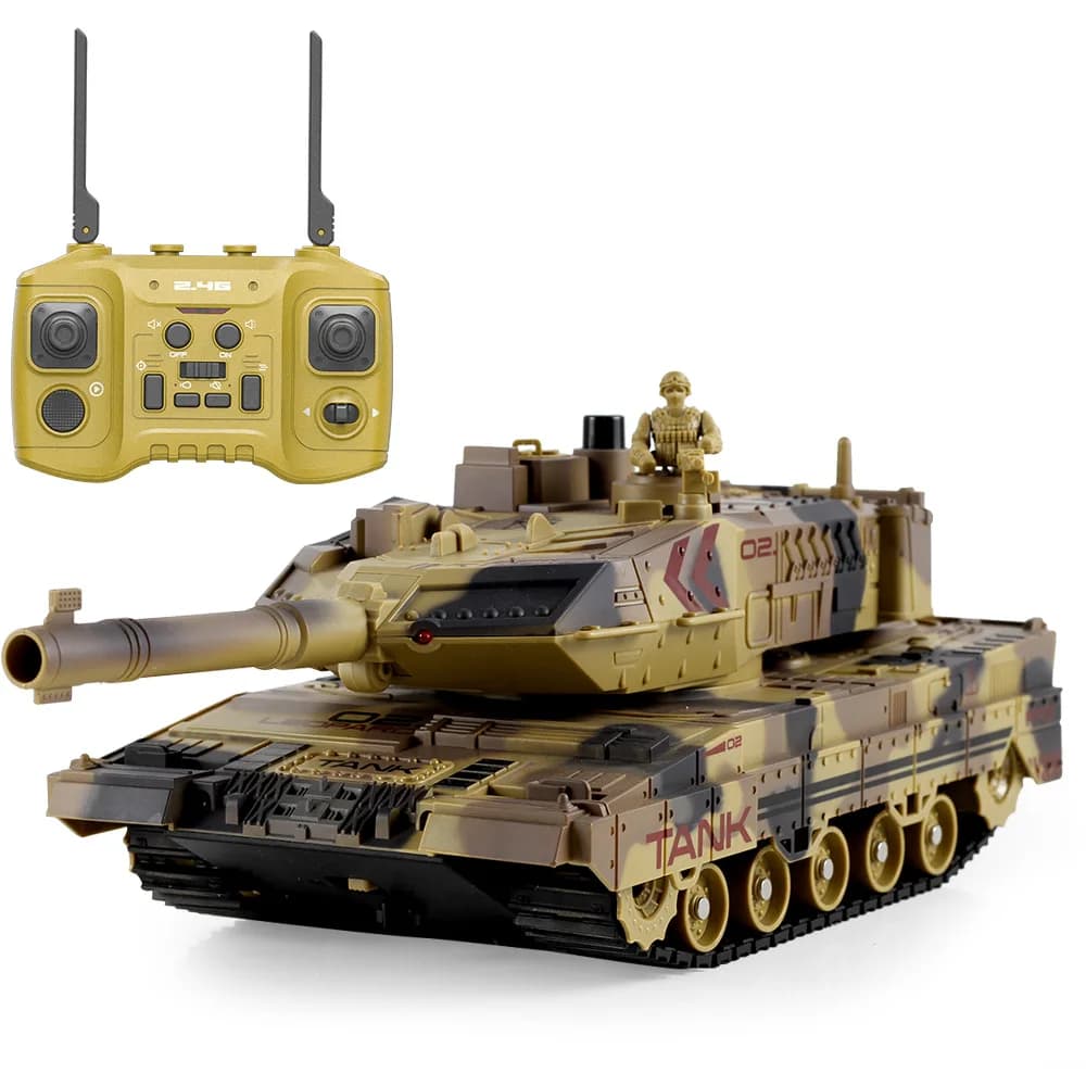 Tank de simulation télécommandé 2.4G à chenilles avec pulvérisation d'eau, véhicule blindé de guerre
