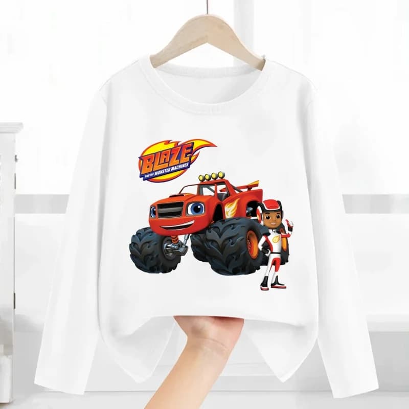 T-shirt à manches longues pour enfants, vêtements pour enfants, dessin animé Blaze And The Monster M