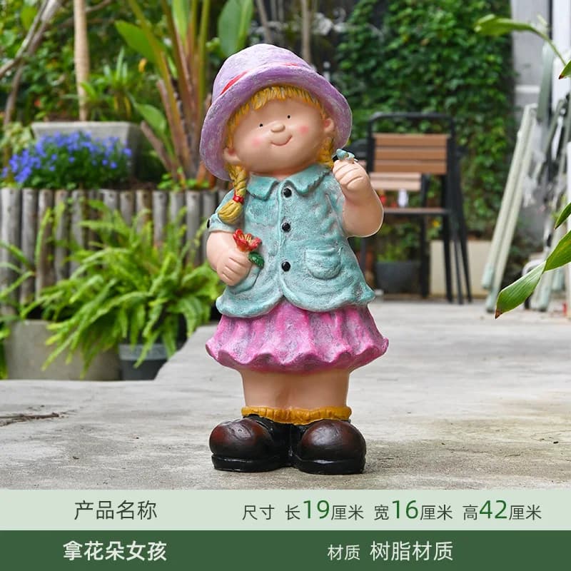 Figurine de Gnome de jardin de dessin animé mignon, ornement féerique en résine pour Statue de paysa
