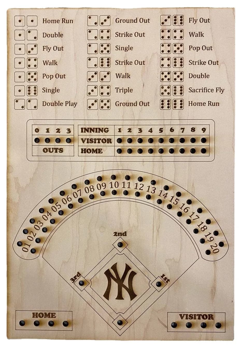 Jeu de dés de baseball en bois avec plateau en marbre, jeu de table interactif de combat double, jou