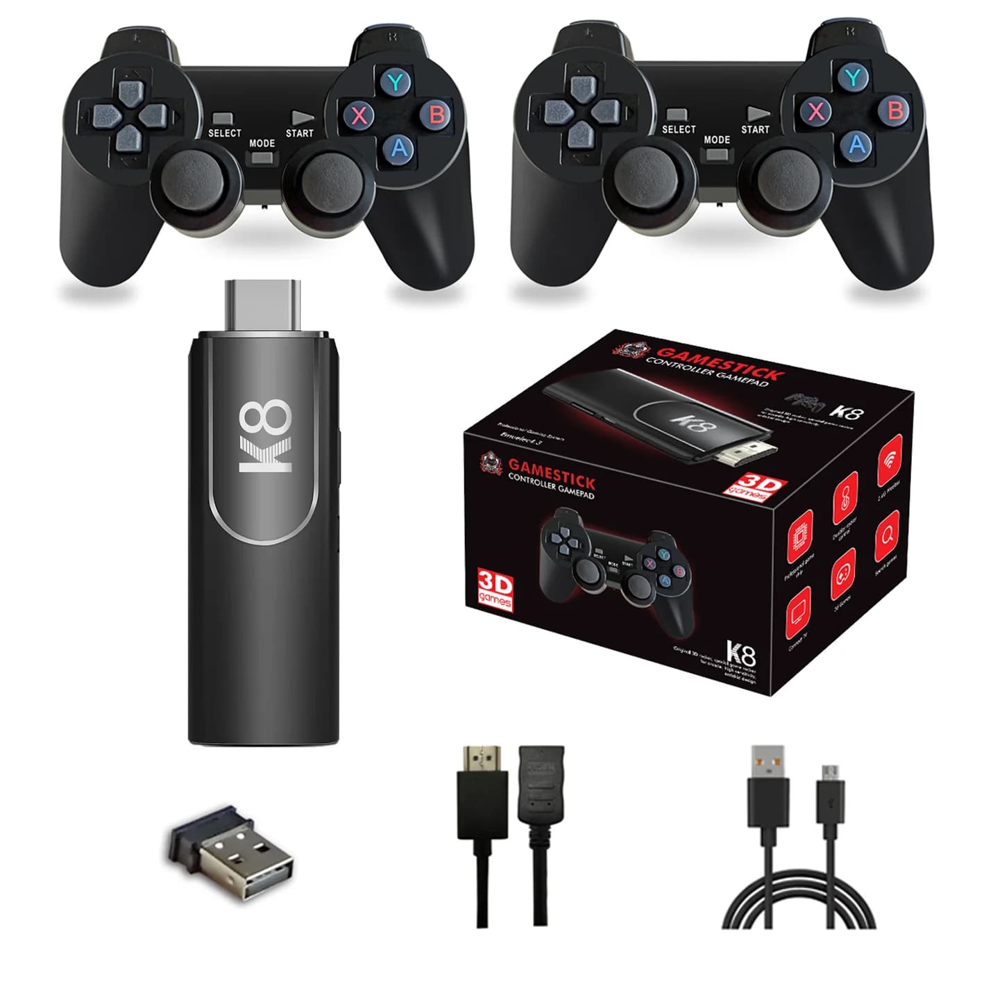 Manette de jeu, console de jeu rétro K8 avec plus de 40 000 jeux vidéo classiques, sortie 4K FHD, pl