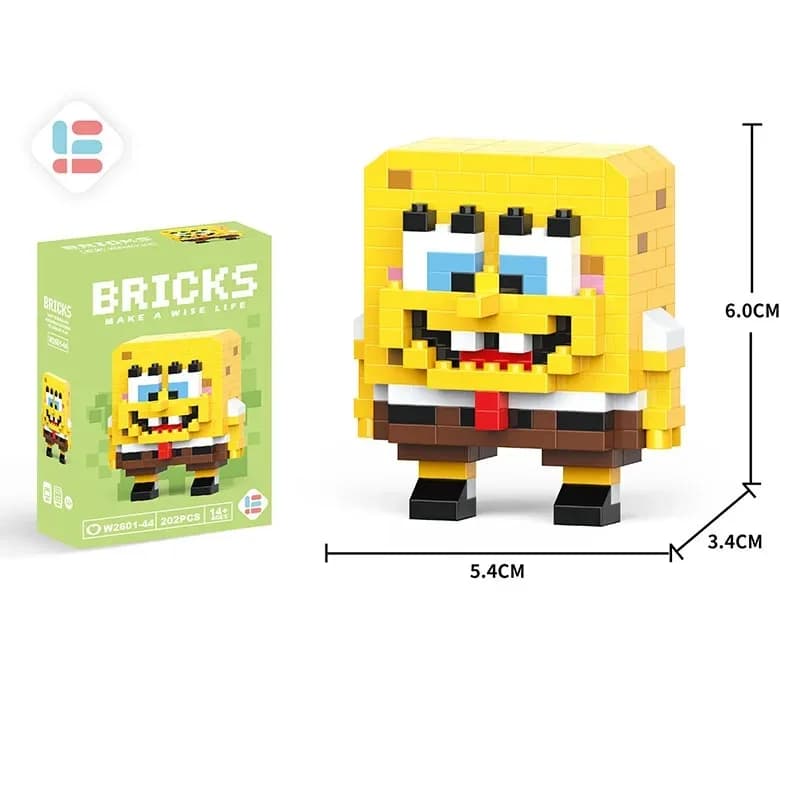 Jouet Bob l'éponge, blocs de construction Sanrio Kuromi, figurine Patrick Star, personnage de dessin