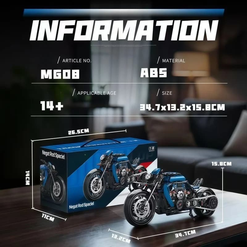 Briques de construction pour moto à moteur V-Twin |   Chaîne de transmission réaliste |   Jouet d'in