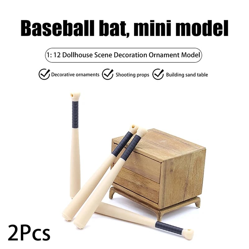 Mini scène de sport pour maison de poupée, modèle de batte de Baseball, 2 accessoires de jouets de C