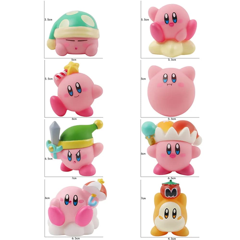 Figurines de dessin animé Kirby, 8 pièces/ensemble, figurines miniatures roses mignonnes, jouet de c