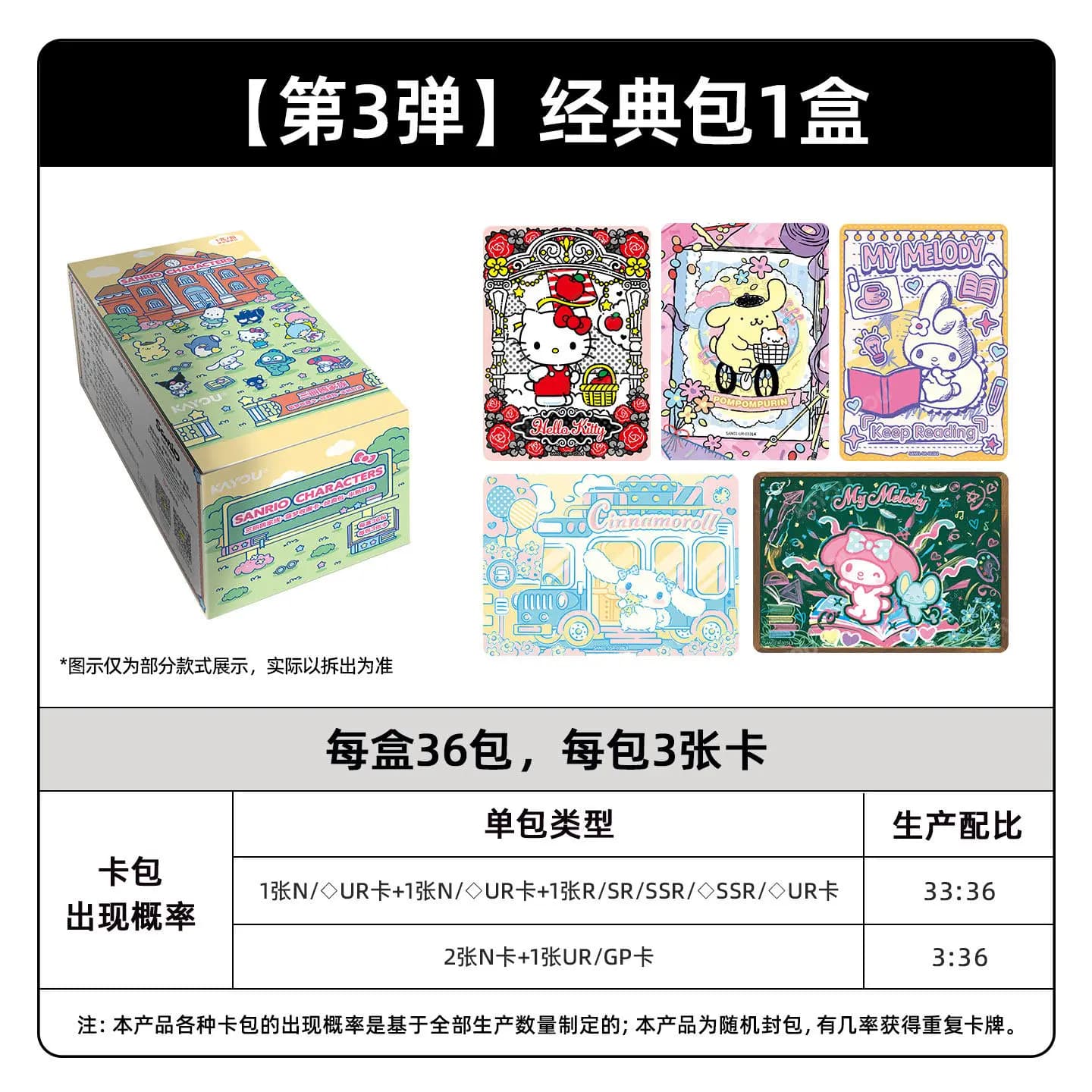 KAYOU 2026 Nouveaux Sanrio Hello Kitty My Melody Kuromi ‌   Cinnamoroll ‌   Carte de collection Peri