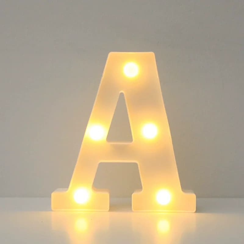 Lettres lumineuses LED, 26 lettres lumineuses LED à piles de l'alphabet, lettres sur pied éclairées 