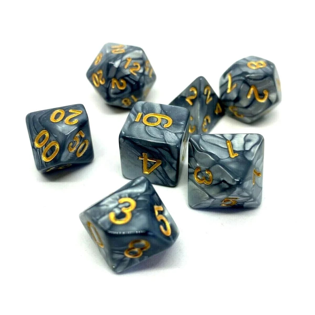 Jeu de dés numériques gris or, 7 pièces, 16 18 20mm, chiffres de D4 D6 D8 D10 D% D12 D20 polyédrique