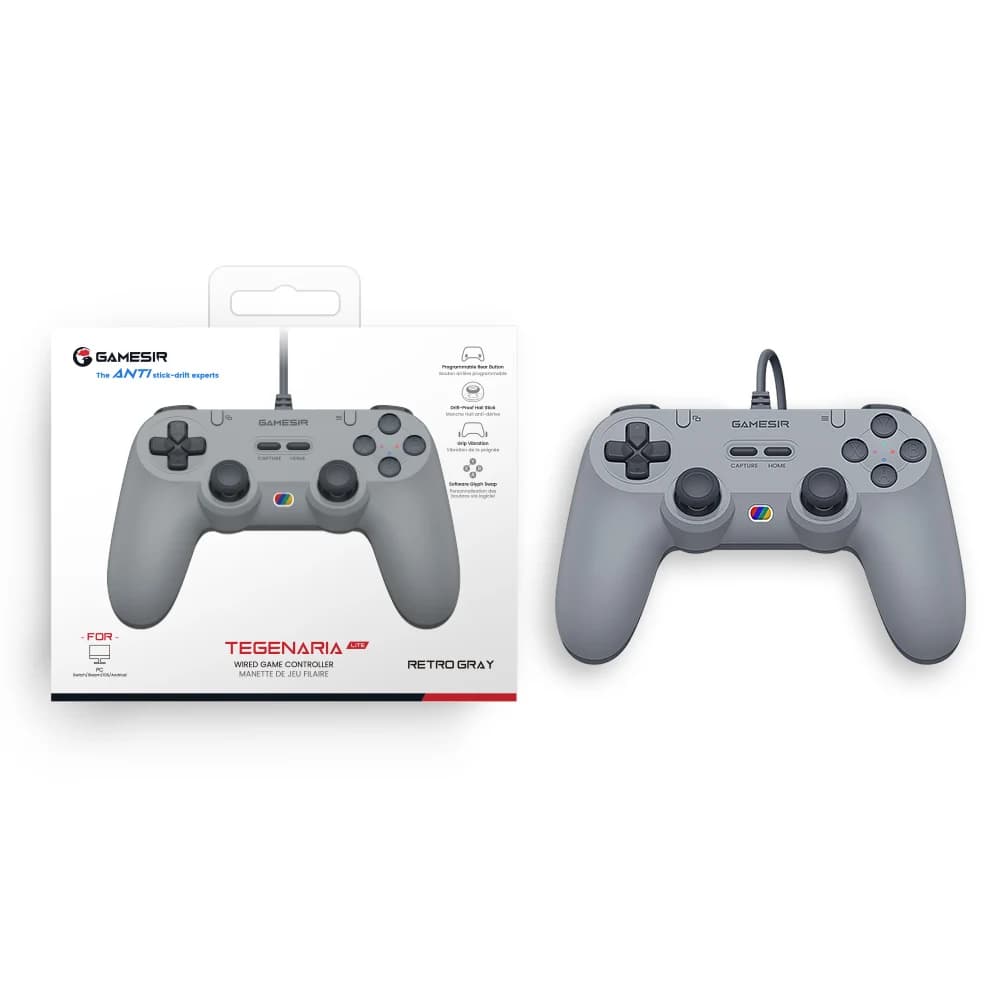 Manette de jeu filaire GameSir T3 Lite avec sticks à effet Hall, taux de polling de 1000 Hz, design 