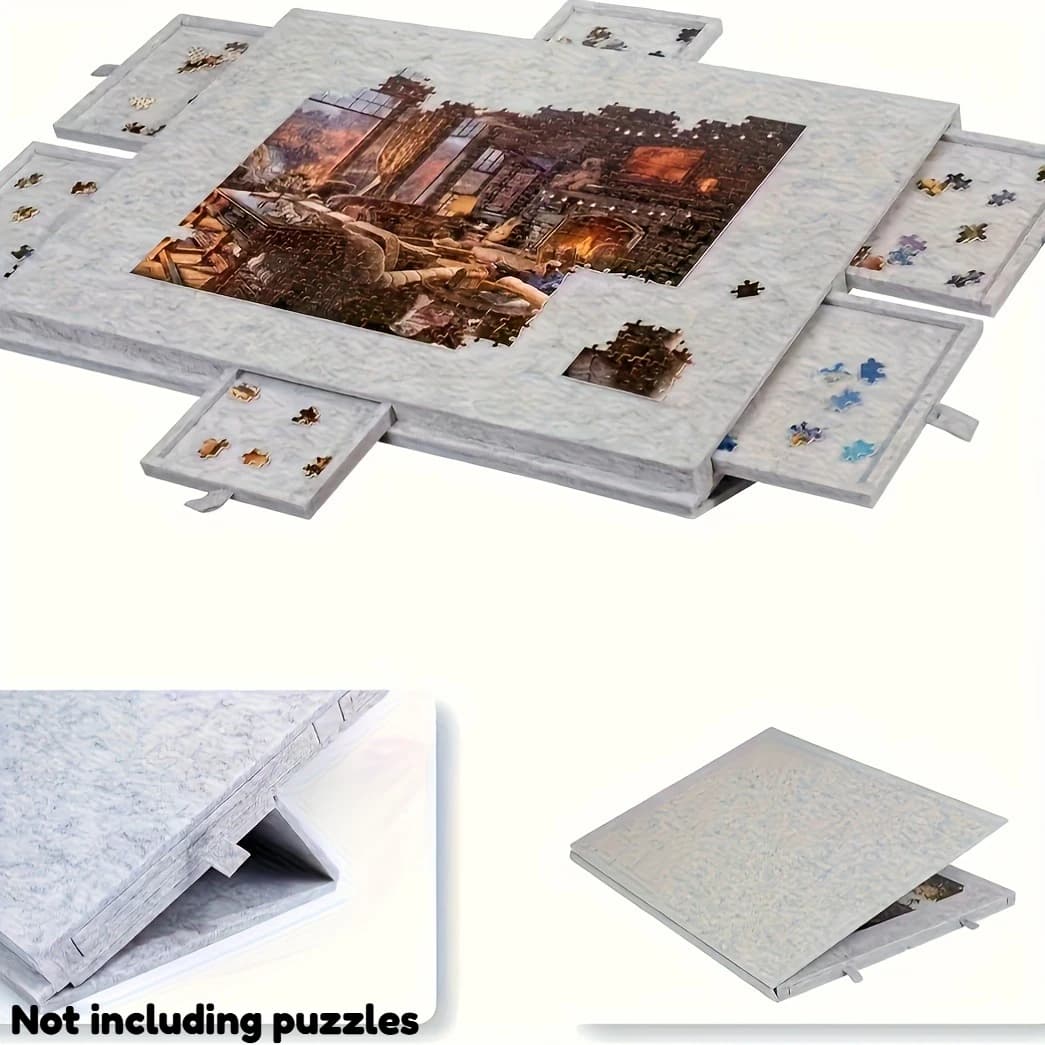 1 ensemble de table de puzzle professionnelle avec 6 tiroirs, peut contenir 1000 pièces et panneau e