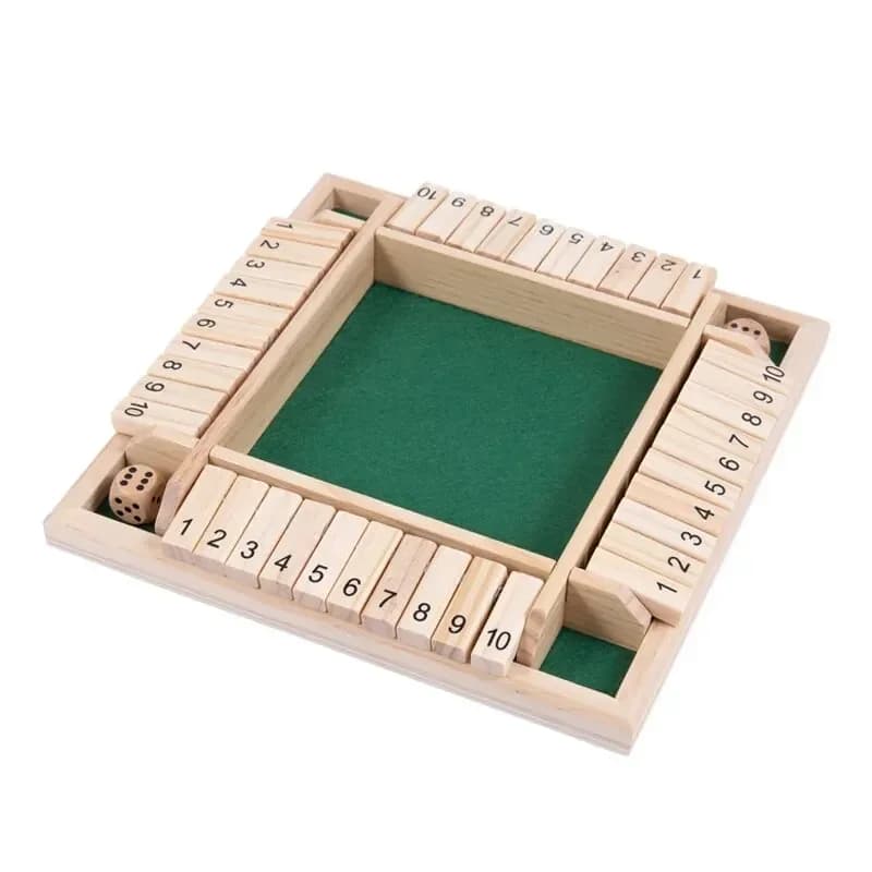 Jeu en bois fermé la boîte pour 4 joueurs, jeu de dés familial amusant avec rabats, idéal pour l'int