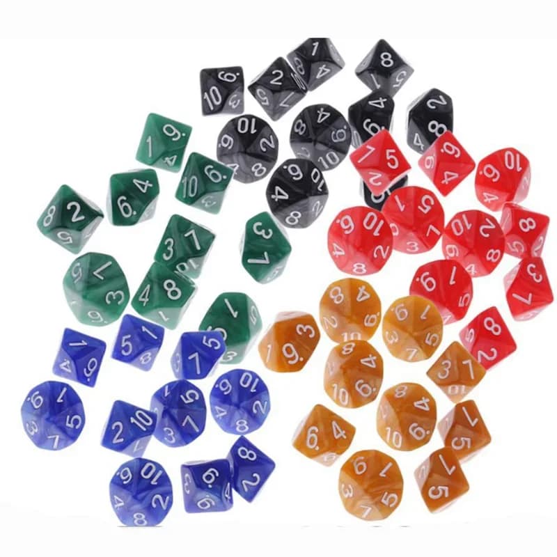 10 pièces/ensemble dés numériques à 10 faces 1-10 jeu de Puzzle drôle couleur aléatoire
