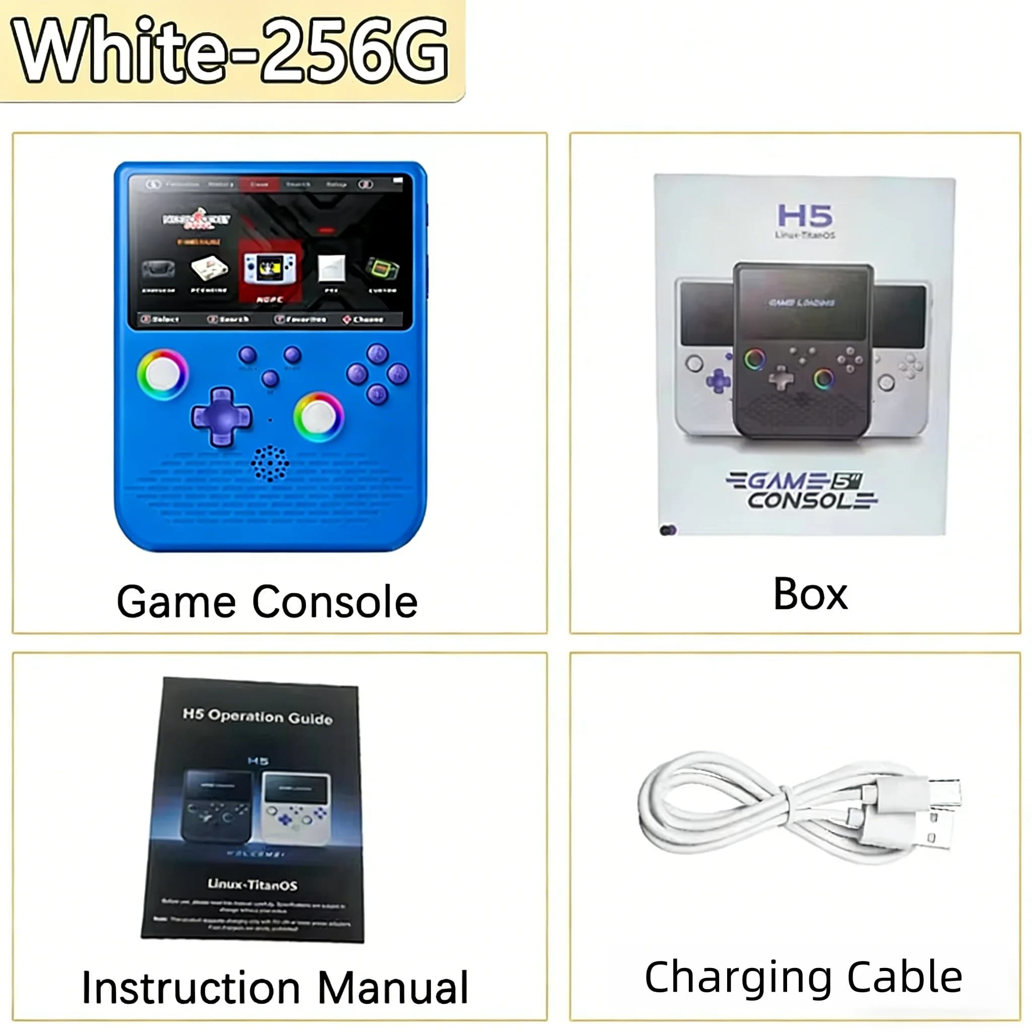 Console de jeu rétro portable H5, jouez n'importe où, n'importe quand, écran de 5 pouces, 256 Go, pl