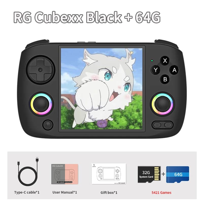 Console de jeux rétro portable Anbernic RG CubeXX, Linux, joystick RGB, lecteur de jeux vidéo, prend