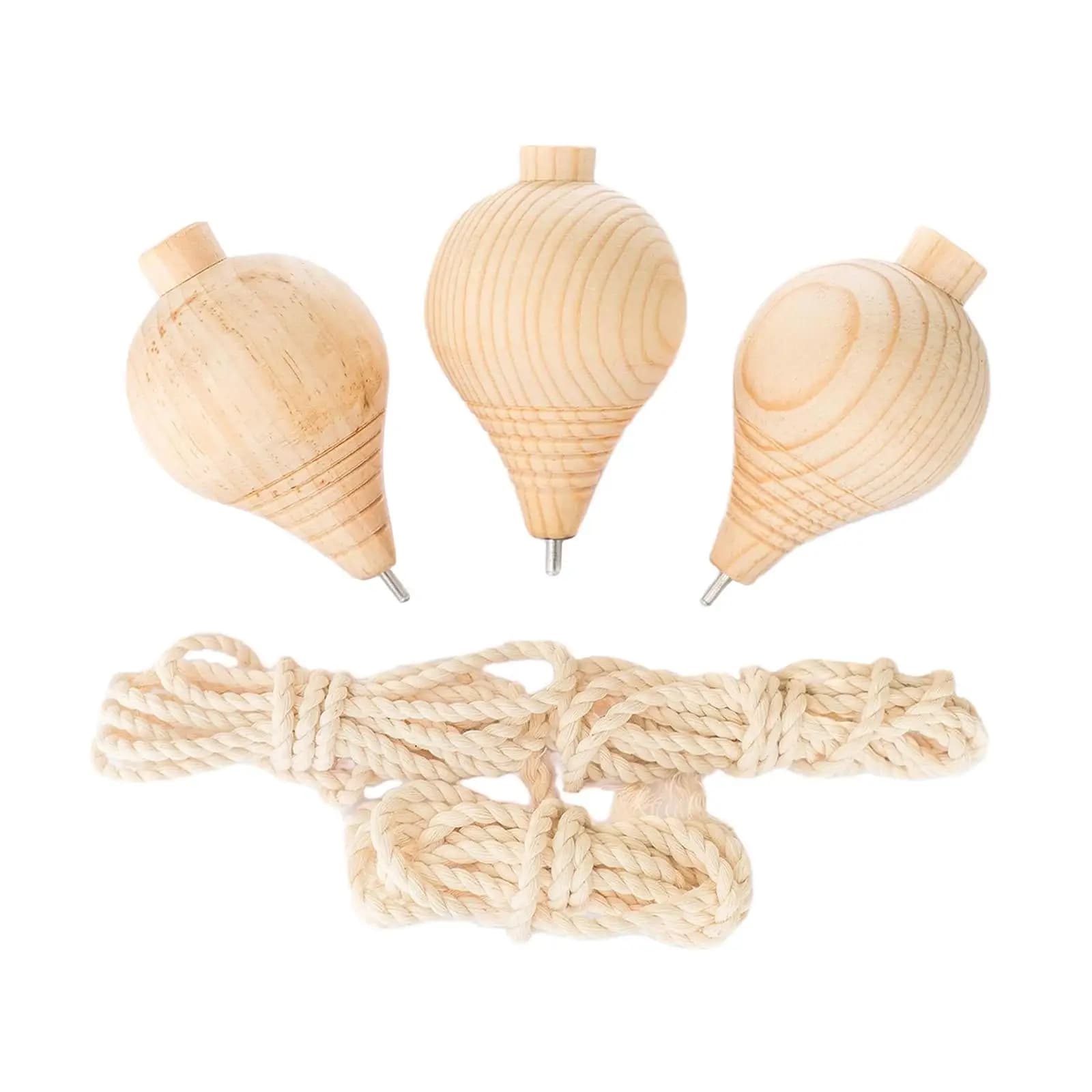 3 pièces de toupies en bois, jouets éducatifs, bricolage, toupies en bois non peintes, vierges, pour