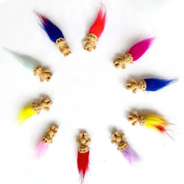 Lot de 10 mini-poupées Trolls, figurines d'action anime, collection de modèles de personnages à chev