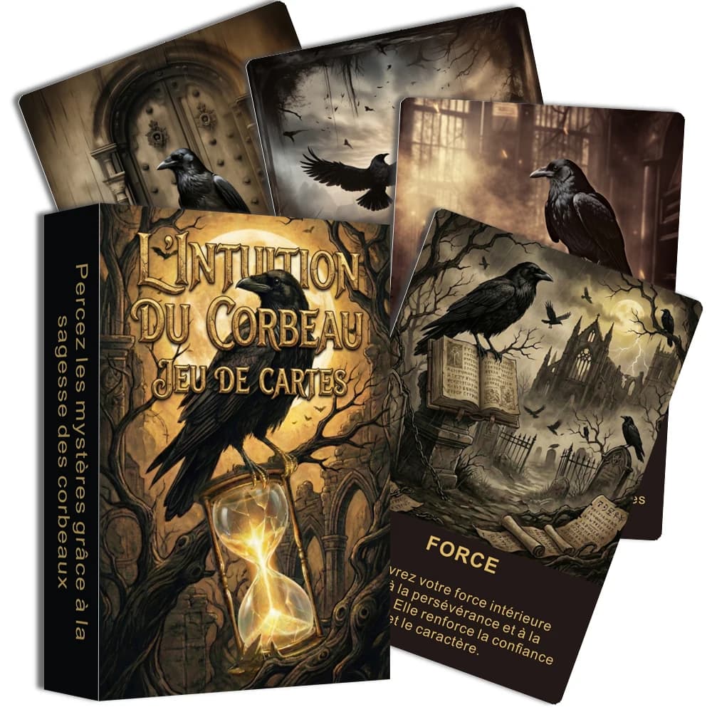 Jeu de cartes Crow's Insight en français, 50 cartes Oracle originales en français, lecture et collec