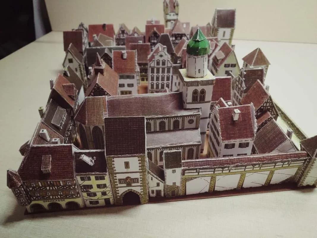 Construction de ville médiévale modèle en papier 3D bricolage jouets de modèle de papier faits à la 