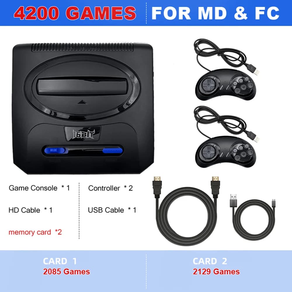 Console de jeu rétro 16 bits, machine de jeu HD 4K pour Sega Genesis Mega Drive NES, 4200+ jeux clas