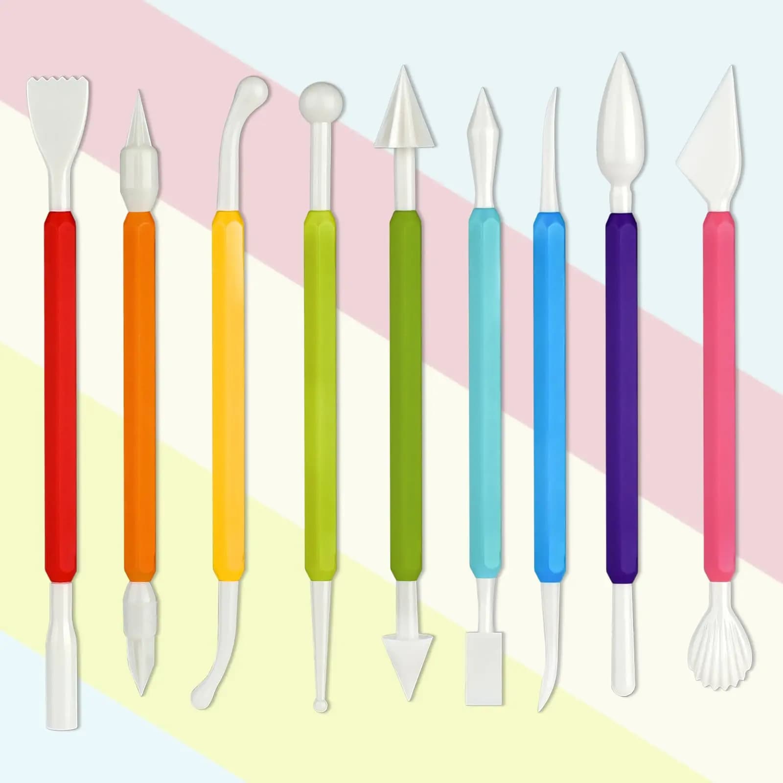 Ensemble d'outils de modélisation d'argile plastique à Double extrémité de 9 pièces pour la sculptur