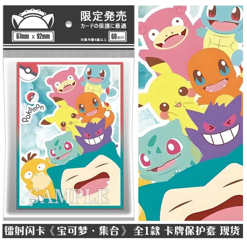60PCS Anime Pokemon Card Sleeves Espurr Eevee Gengar Pikachu Figure Board Games PTCG Trading Cards L