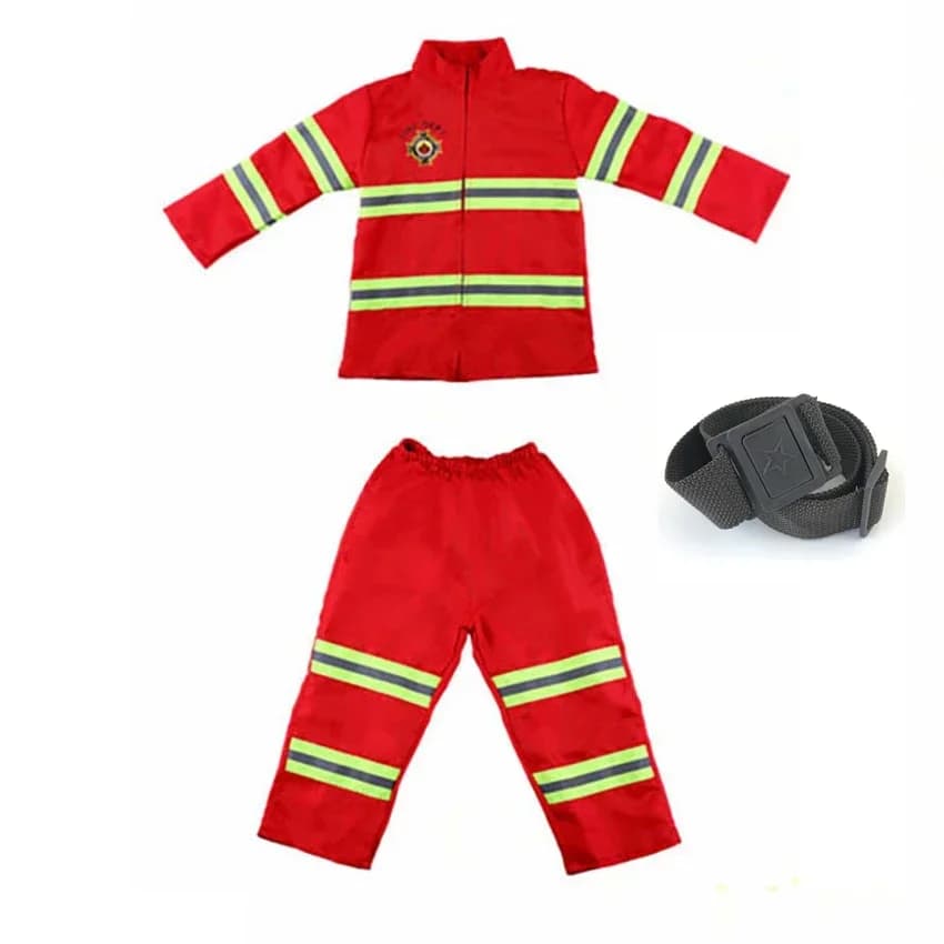Costume de pompier Sam pour enfants - Tenue de cosplay d'Halloween pour garçons et filles, uniforme 