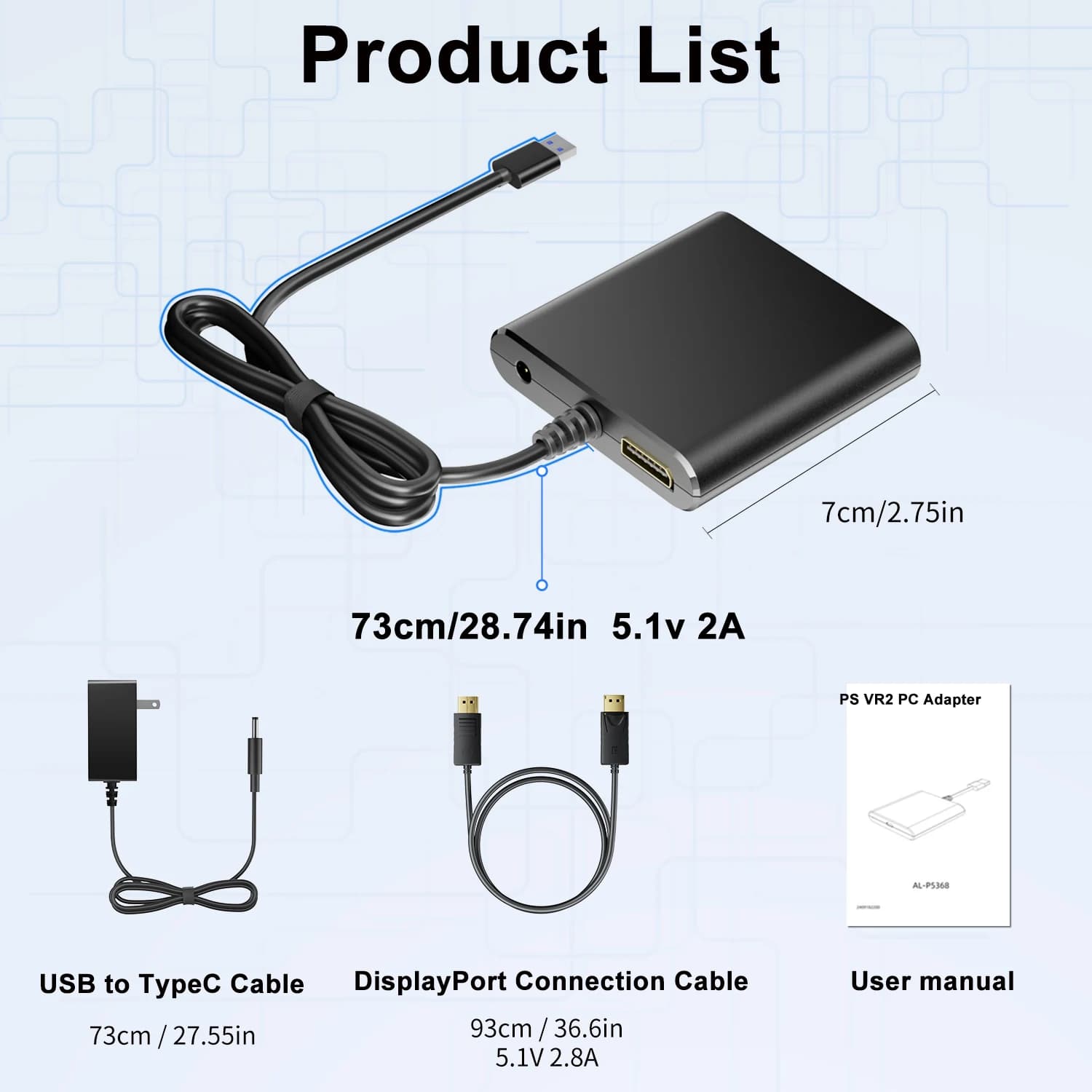 Aolion pour PS5 VR2 adaptateur PC Psvr2 convertisseur d'ordinateur Kit de connexion pour jeux Steam 
