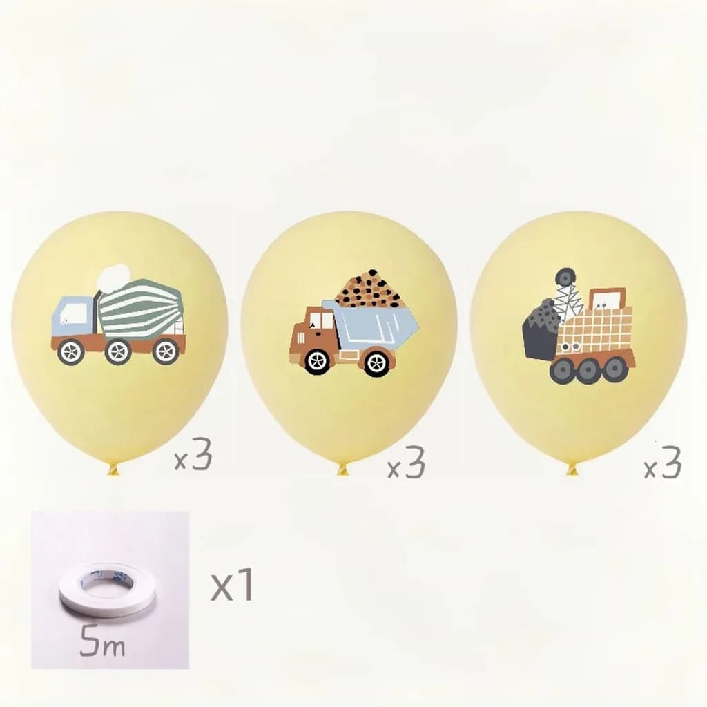 Bannière Joyeux Anniversaire Camion de Chantier Mignon, Guirlande de Véhicules de Dessin Animé pour 