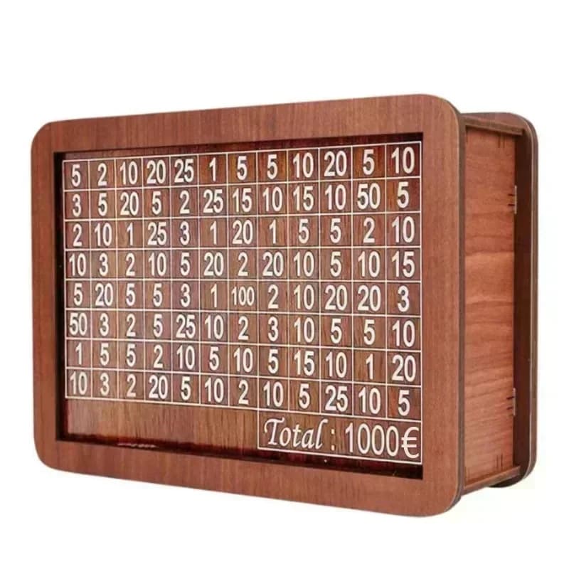 Tirelire en bois 1000/2000/3000/5000/10000 euros, boîte à monnaie, coffre-fort, boîte d'épargne, boî