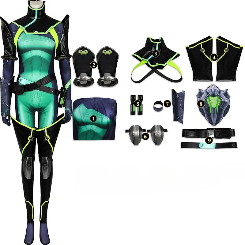 Jeu Valorant Cosplay Viper Cosplay Costume Viper combinaison accessoires tenue Halloween Costumes po