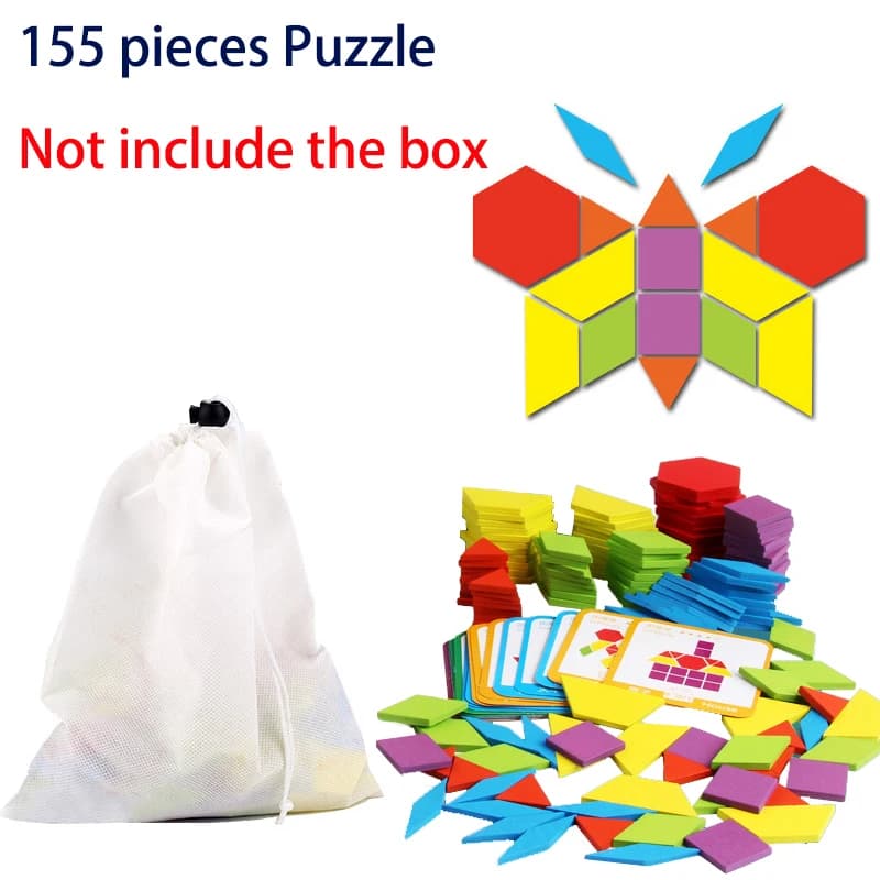 155 pièces forme géométrique Tangram Puzzle jeux en bois jouet 3D Puzzles enfants jouets éducatifs p