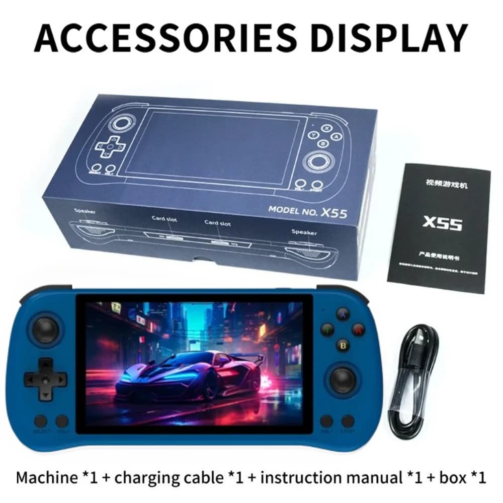 Console de jeu portable rétro Powkiddy X55, écran HD de 5,5 pouces, console de jeu portable WiFi pou