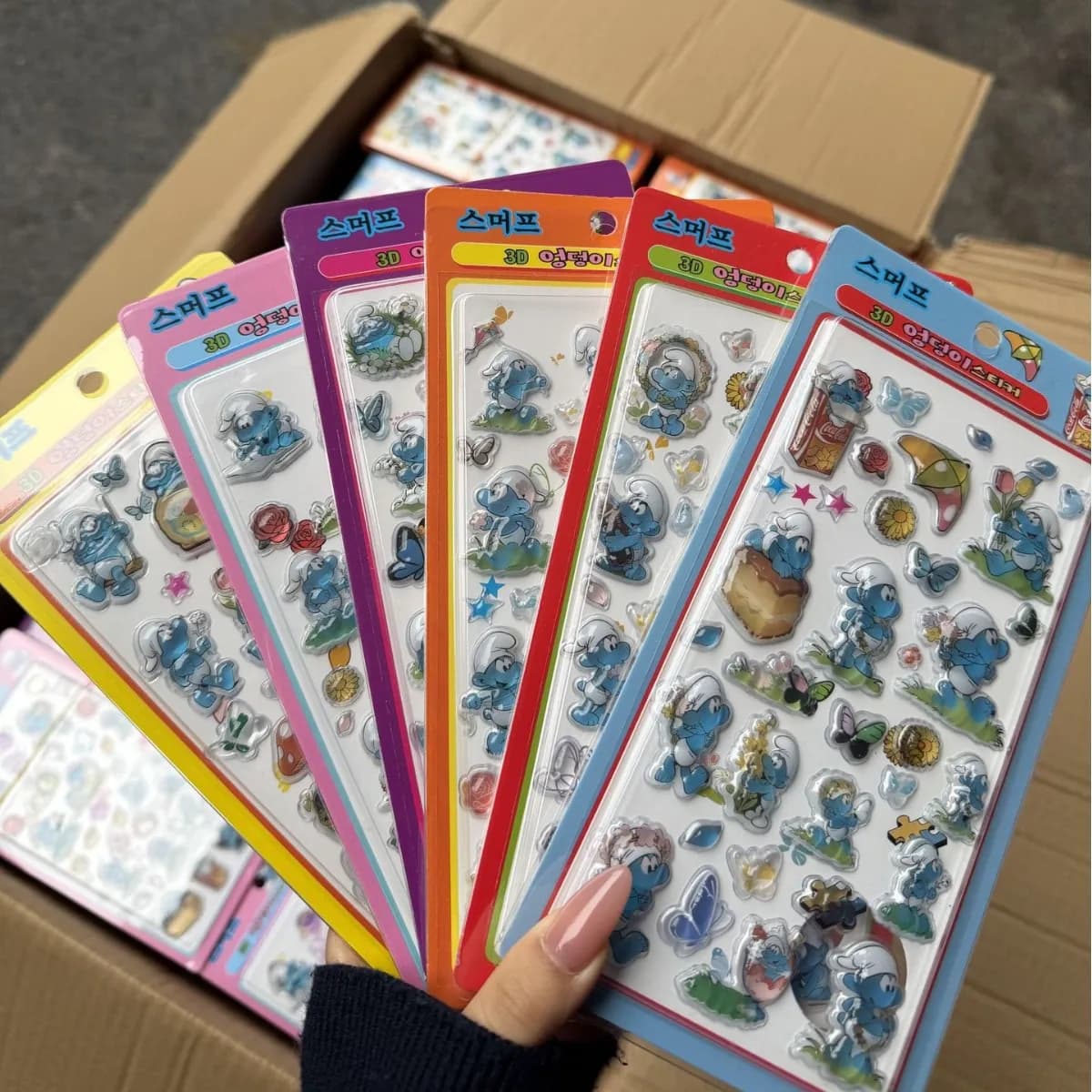 30 autocollants 3D solides Kawaii Les Schtroumpfs, mignons, pour décoration de téléphone portable DI
