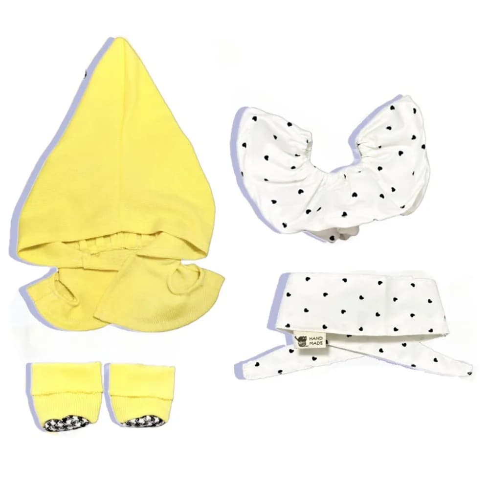 Manteau elfique 20cm, vêtements de poupée en coton, jupe, chapeau jaune, vêtements de poupée mignons