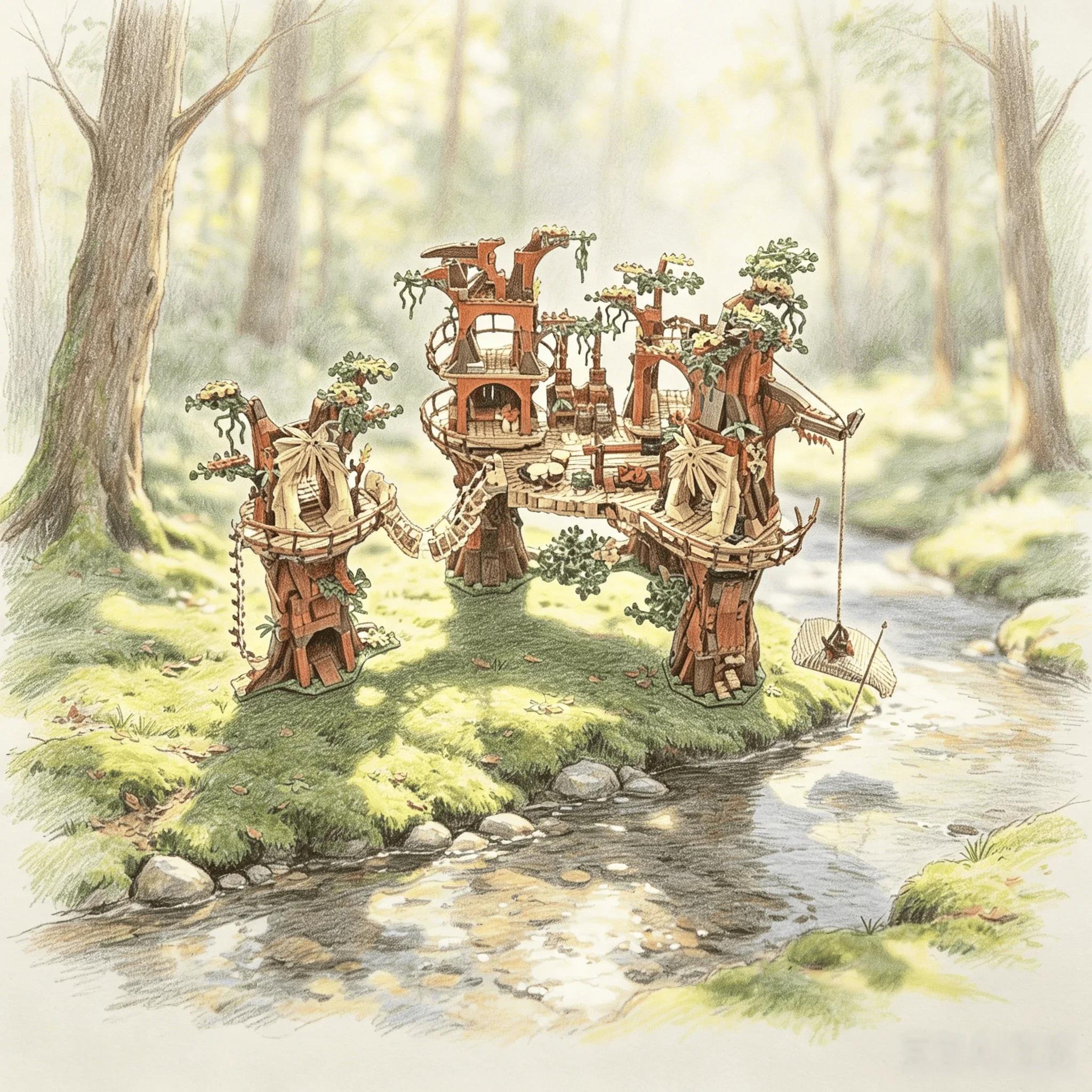 Modèle de village forestier Moc, jouet créatif, blocs de construction, kit éducatif DIY, cadeaux d'a