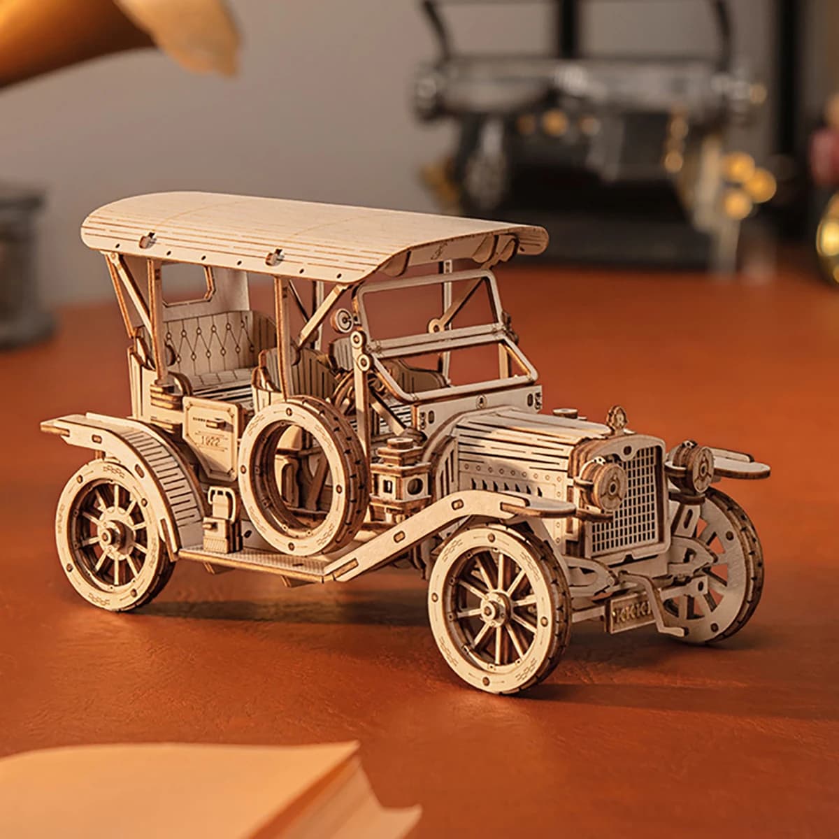 Modèle d'échelle de puzzle en bois de voiture 3D de voiture classique, kit de modèle de bricolage, c