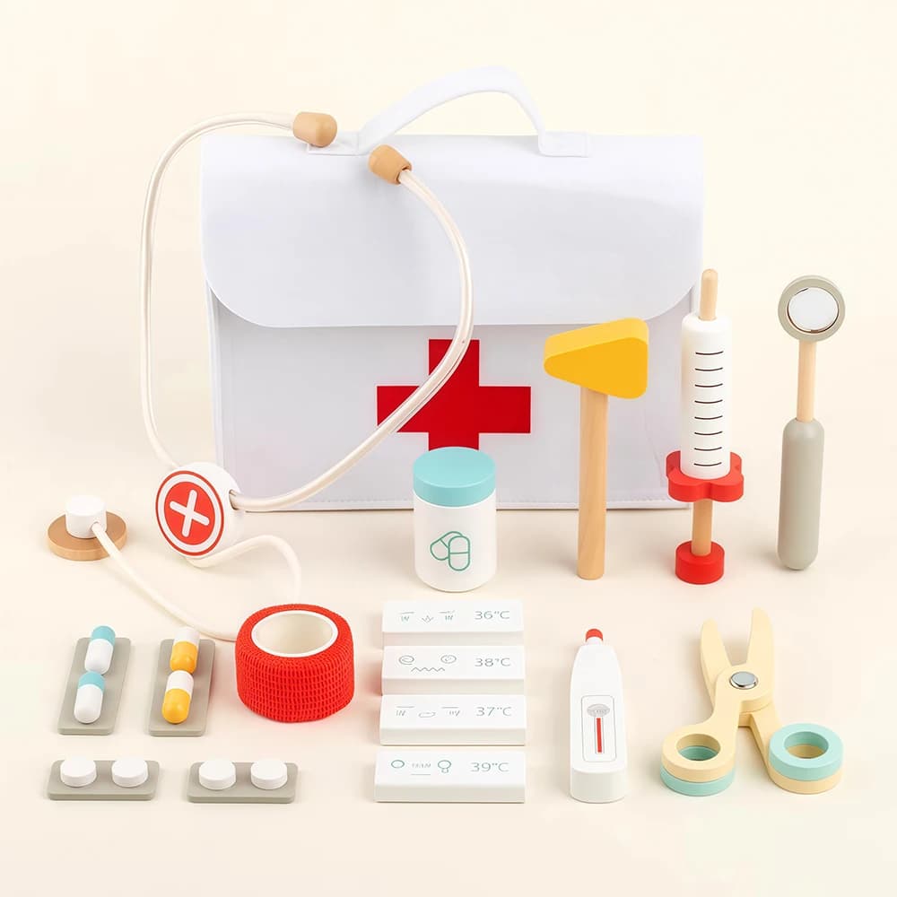 Kit de médecin en bois, jouets de Simulation, jeux de rôle, ensemble de jeu médical, jouets éducatif