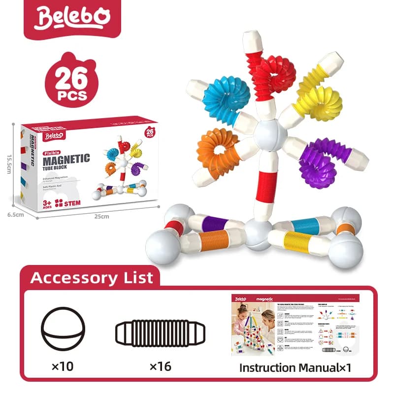 Bâtons de construction magnétiques, tubes magnétiques Pop Tubes, jouets de construction éducatifs, e