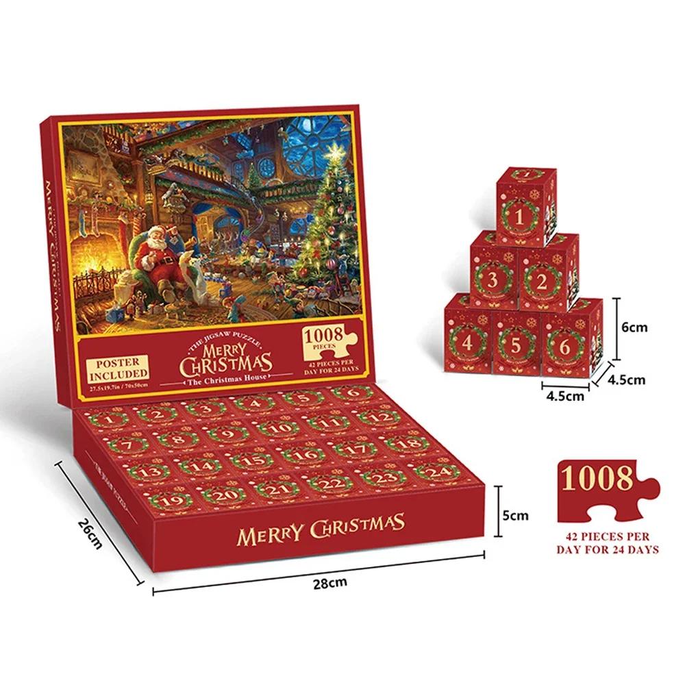 Calendrier de l'Avent 2026, Puzzle de Noël 1008 pièces pour adultes et enfants, Calendrier de compte