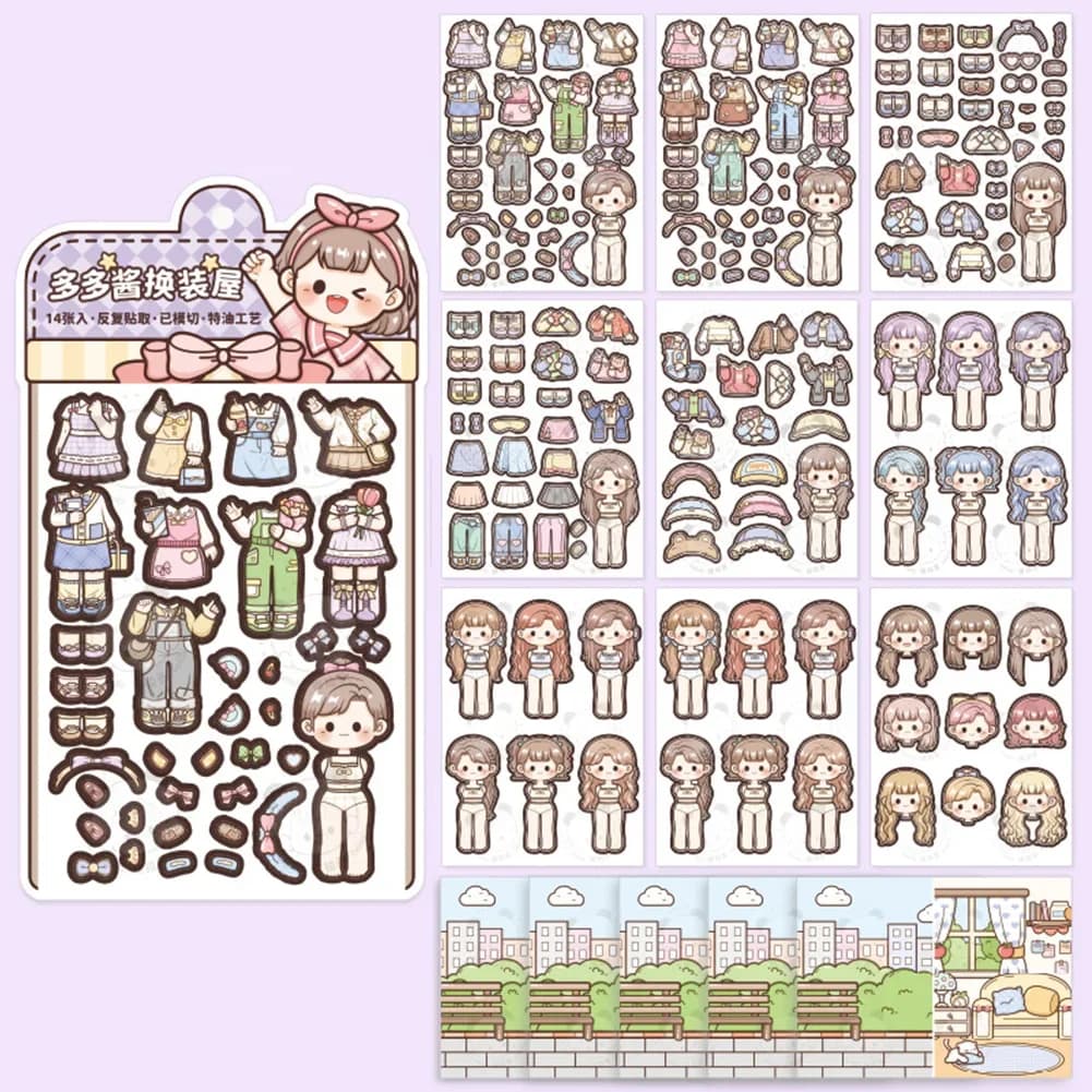 Autocollants Kiev illage de princesse de dessin animé pour filles, autocollants de changement de vêt