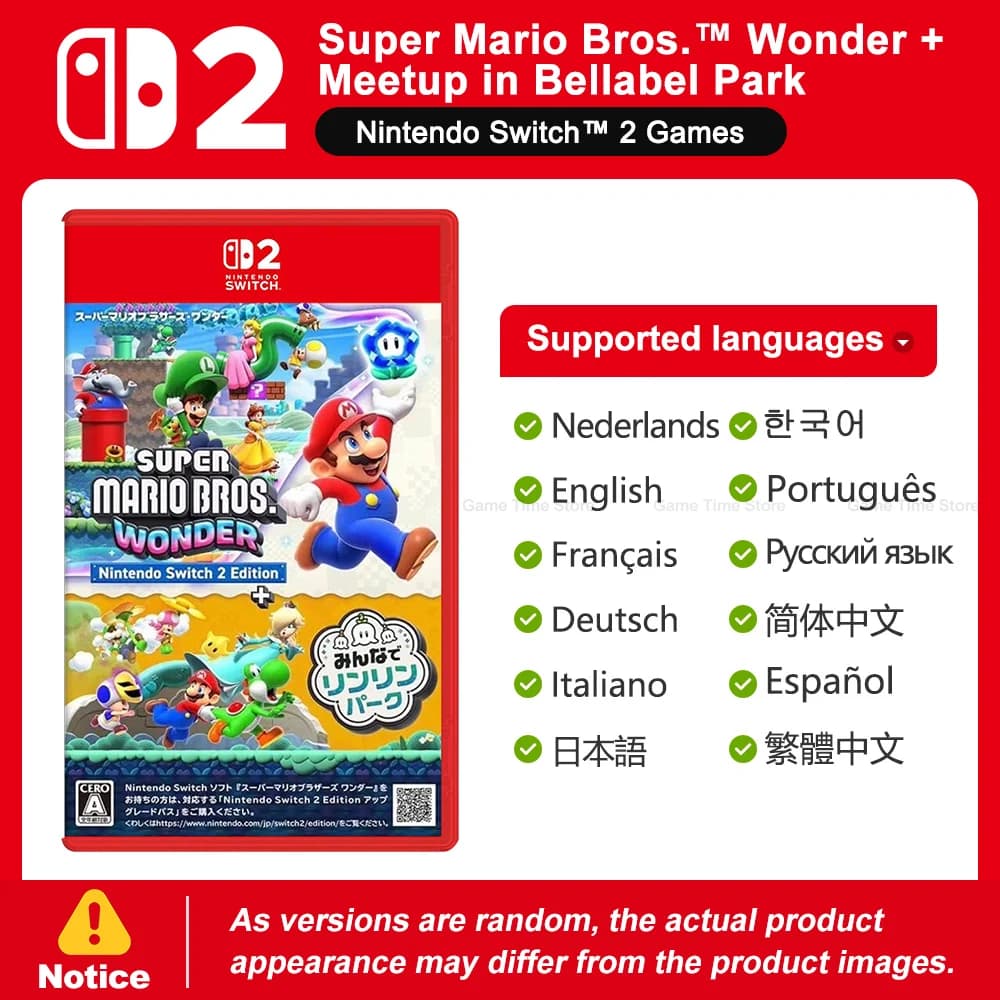 Super Mario Bros Wonder + Meetup in Bellabel Park Nintendo Switch 2 Jeux Offres de jeux Carte de jeu