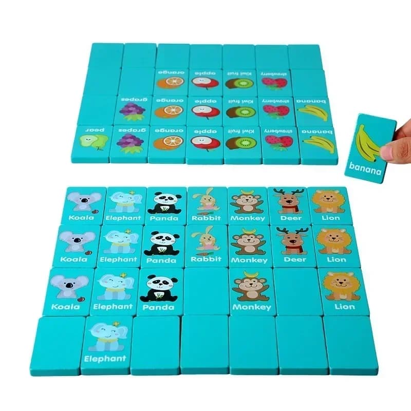 Mahjong-Jeu de mémoire en bois pour enfants, jeu de société familial, blocs de jeu d'association, év