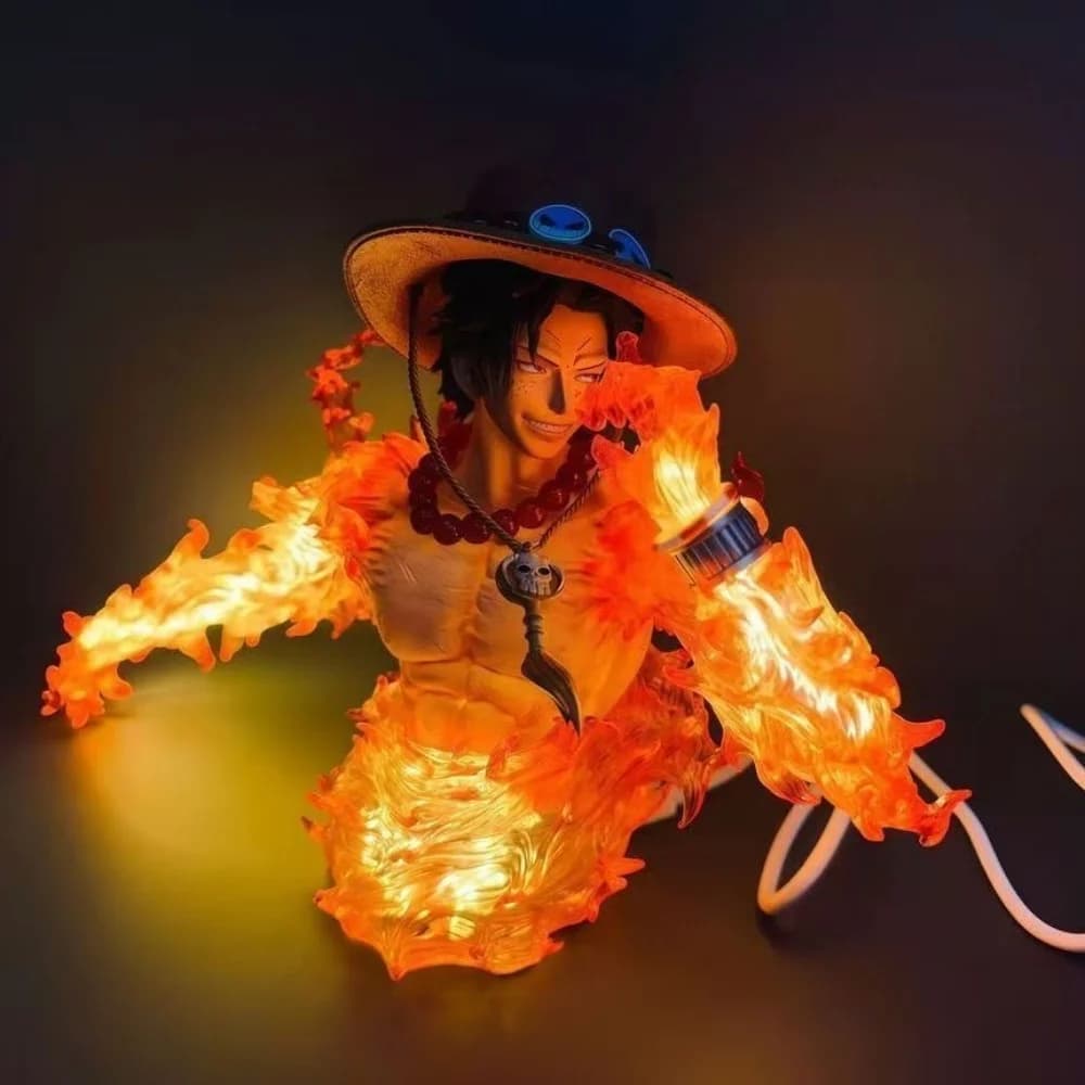 Figurine d'action Anime One Piece Portgas D Ace, statue en PVC, Ace avec lumières, figurines décorat