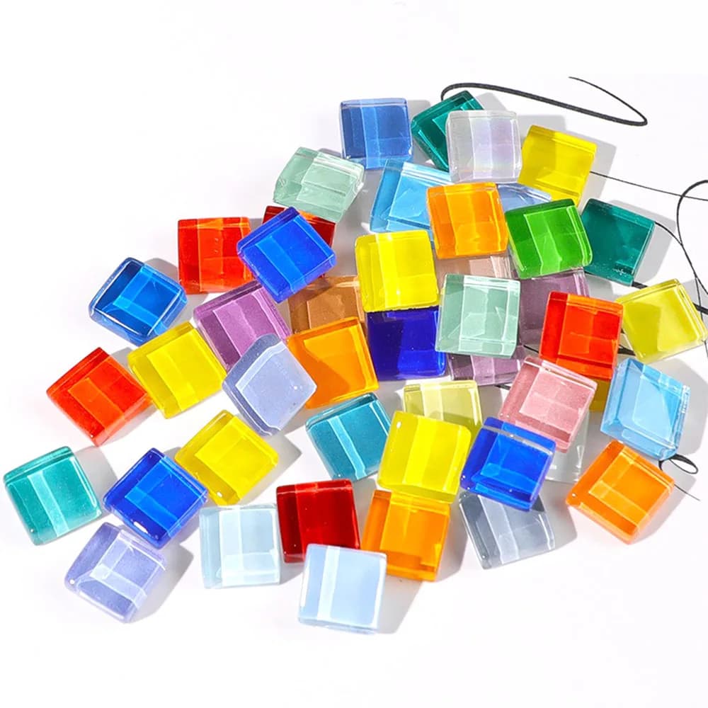 Mosaïque de verre à paillettes de couleurs mélangées, 50 pièces, carreaux de Grain, artisanat pour m