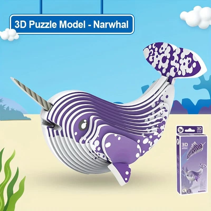 Jouet de puzzle 3D pour enfants, animaux marins de dessin animé, puzzle DIY, modèle d'animal en papi