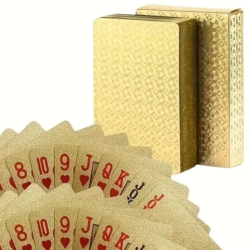 Jeu de cartes de couleur dorée, jeu de cartes de groupe, imperméable, poker, costume magique, paquet