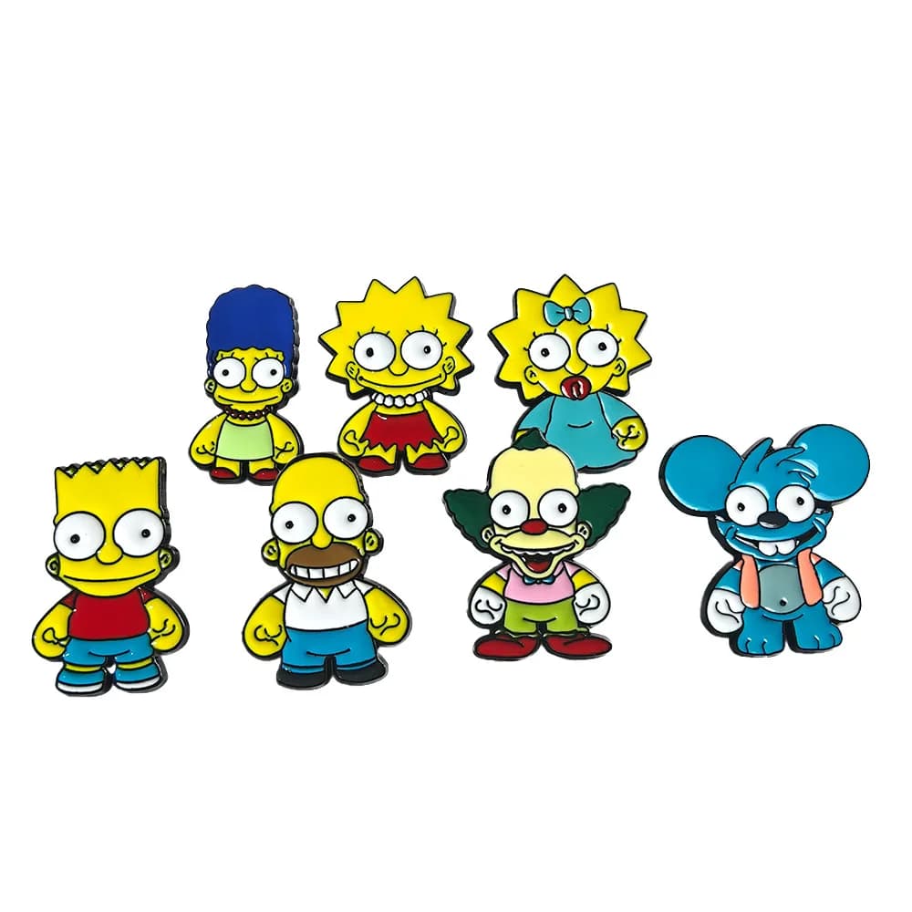 Ensemble de 7 épingles en émail Les Simpsons - Broches Homer J. Simpson, Marge, Bart, badges de dess