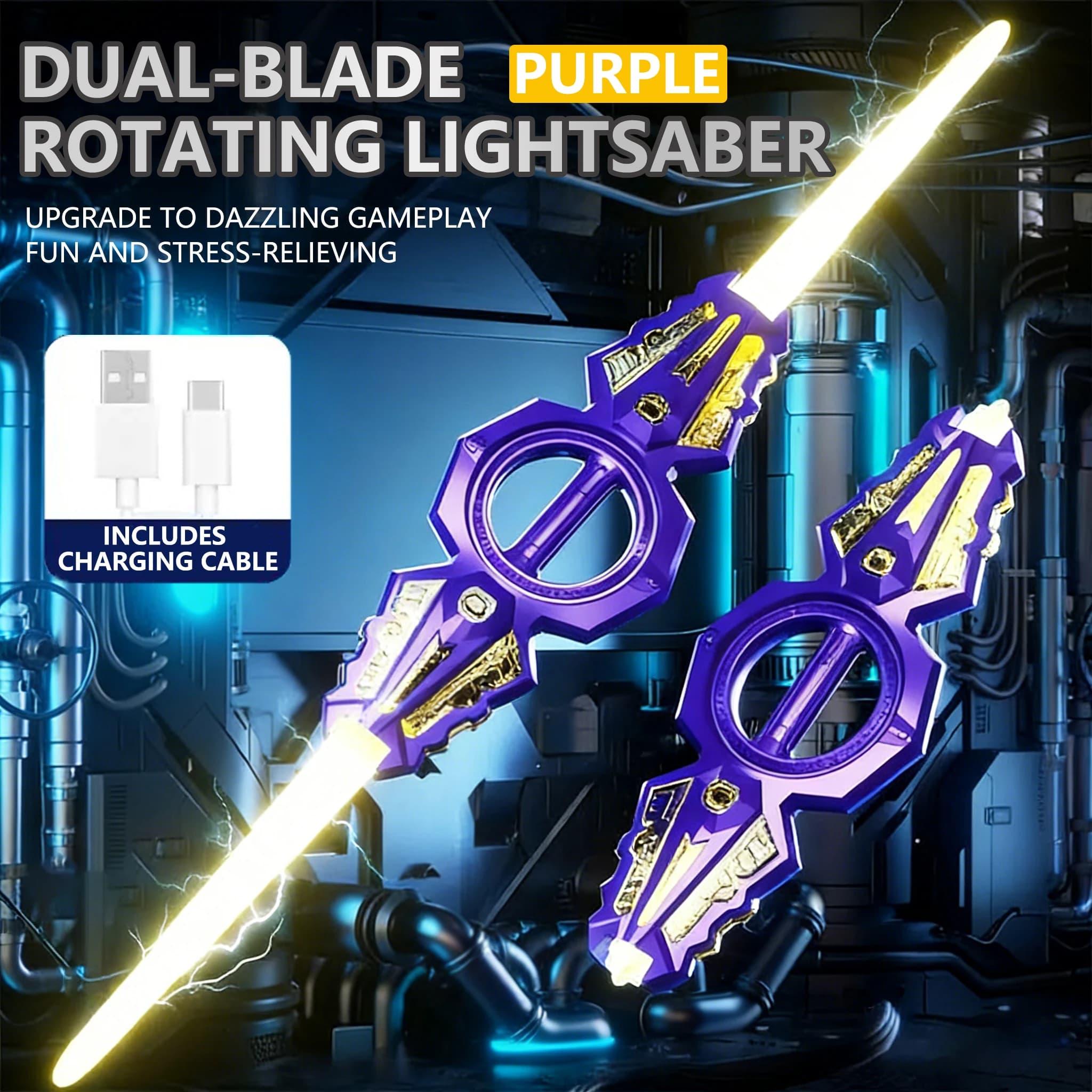 Épée rotative sonore et lumineuse, 14 lumières LED multicolores, jouet d'épée de cosplay, jouet inte