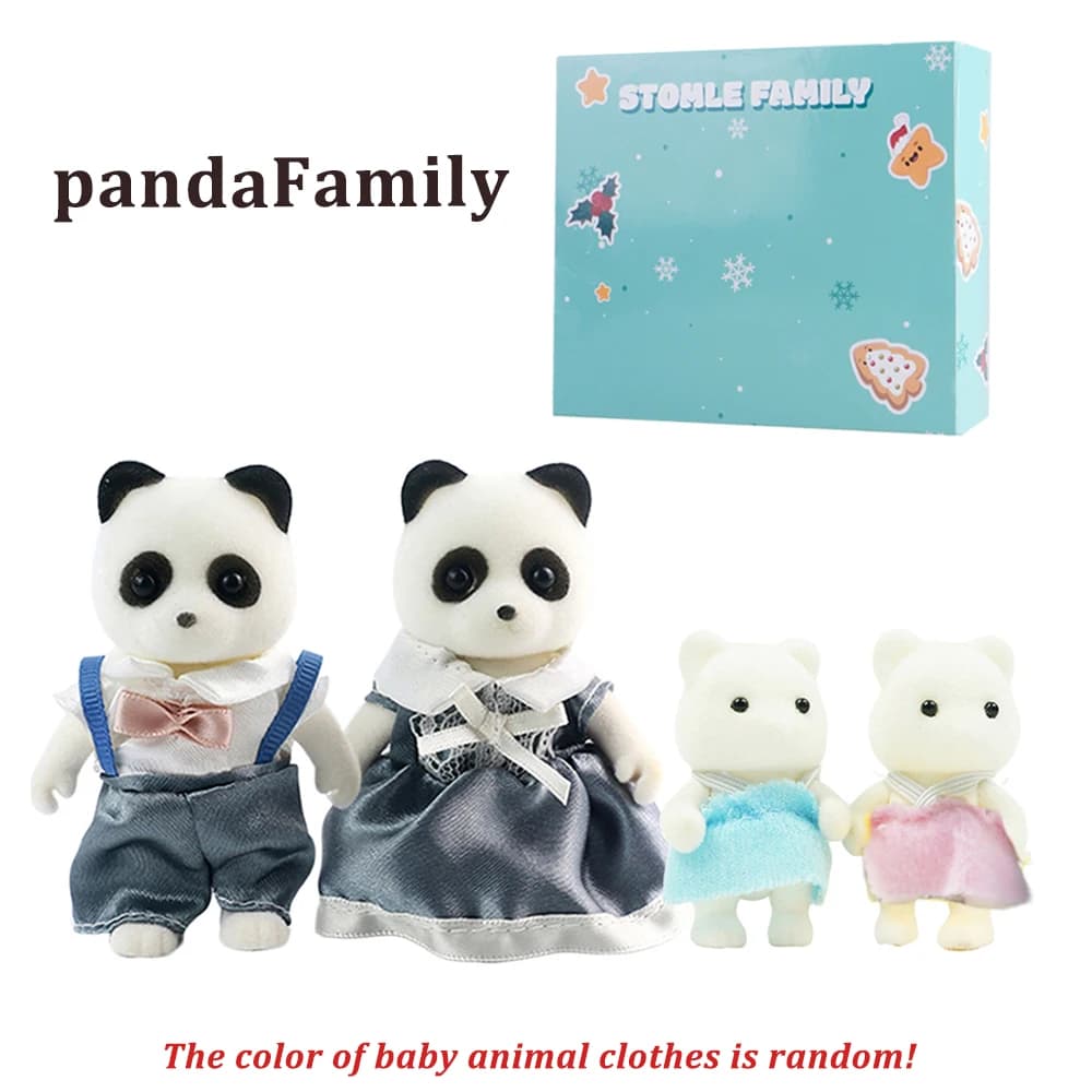 Boîte d'emballage forêt famille renne lapin Panda Animal Simulation maison de poupée Playset jouer m